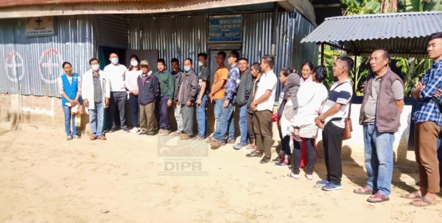 Health workers and beneficiaries during the door to door awareness campaign and vaccination drive at PHC Yimpang on November 29. (DIPR Photo)